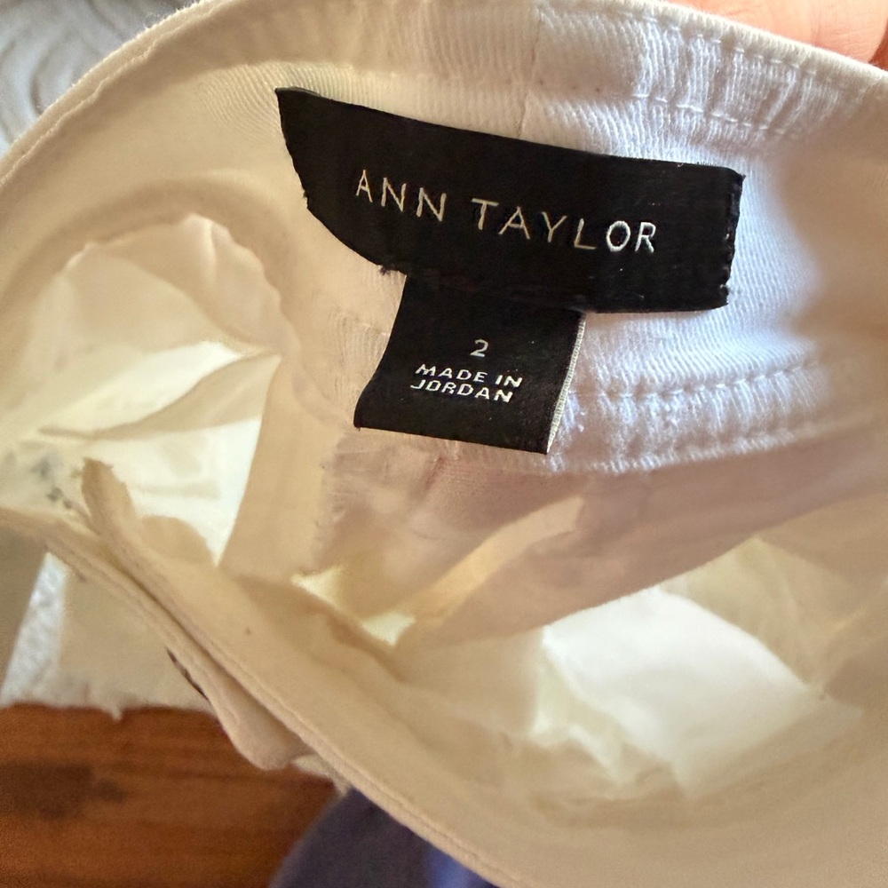 Ann Taylor Cream Wide-Leg Pants with Button Accent - Picture 2 of 4